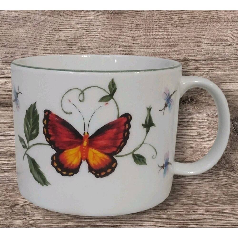 Tabletops Unlimited Butterfly Mug Large Coffee Cup Stoneware Discontinued Vtg